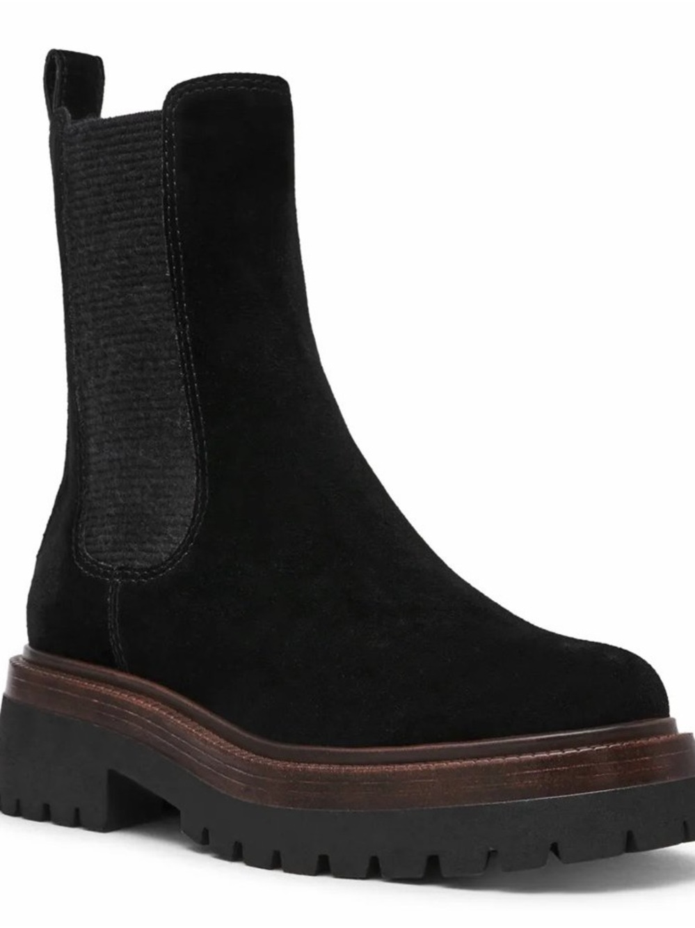 STEVE MADDEN Black Suede Chelsea Lug Boot - Women's size US 8 NEW WITH BOX